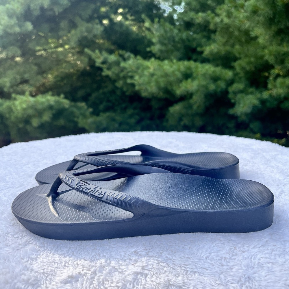 Archies Flip Flops Women Size 7 Black Comfort Shoes Arch Support Sandals NEW - Picture 3 of 9